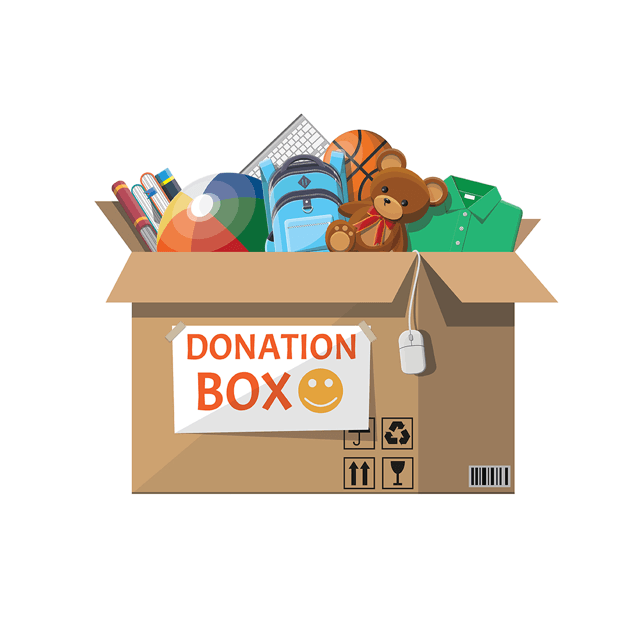 items in a donation box