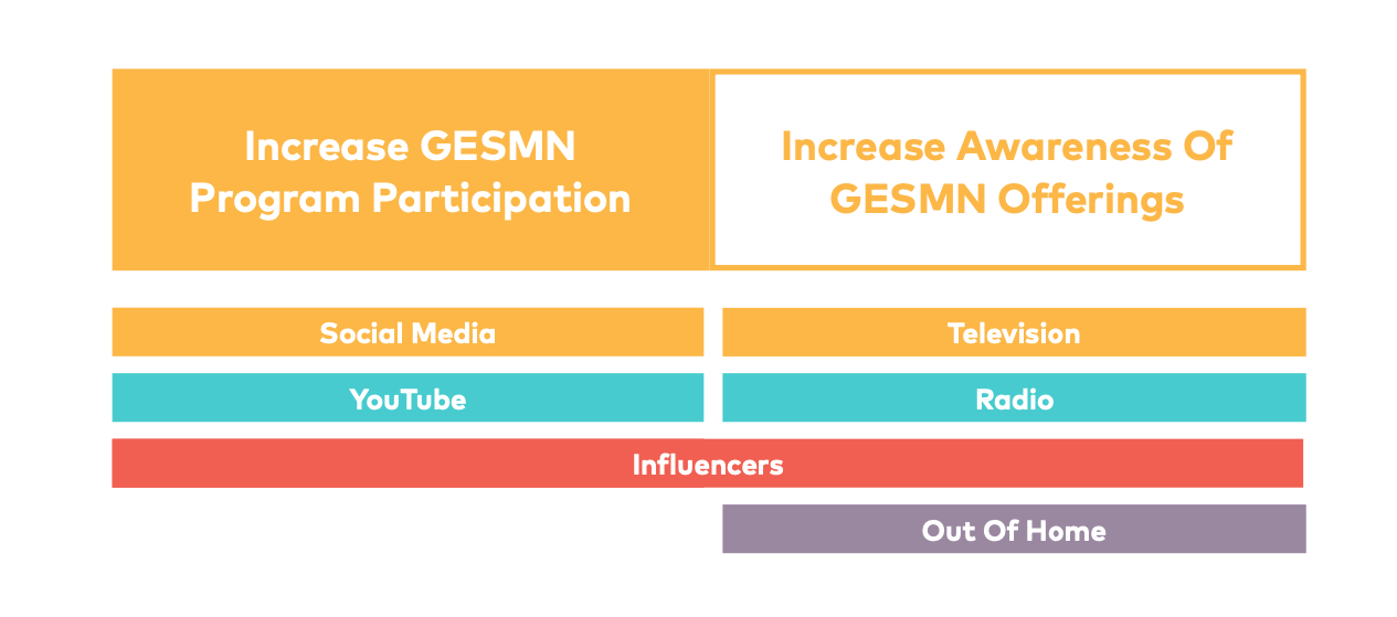 Text blocks for how GESMN will increase awareness of offerings and increase program participation